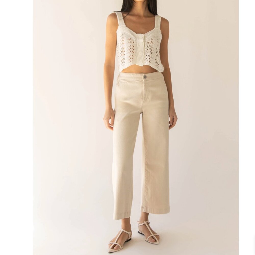 Oak and Fort Cropped Twill Wide Leg Pant